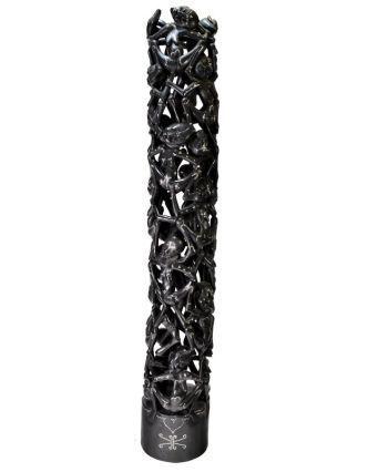 Sloup Lombok, černý, perleťové intarzie, 34x34x202cm